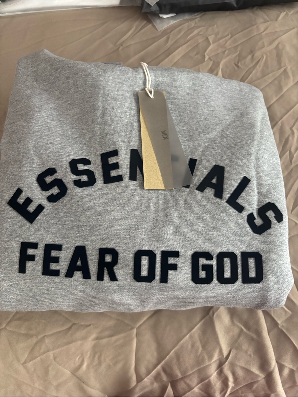 Fear of God Essentials Men’s Light Gray Crewneck with Black Logo